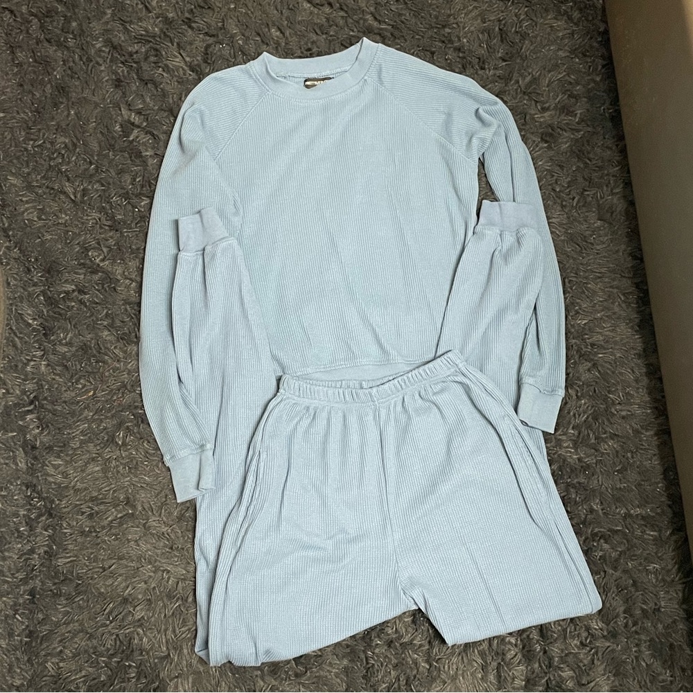 3 for $23🤍Waffle blue two piece set